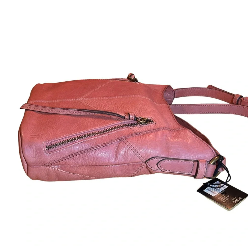 Frye Ari Pink Taupe Pebbled Leather Large Crossbody Hobo Bag Handbag Purse NWT - Picture 6 of 15